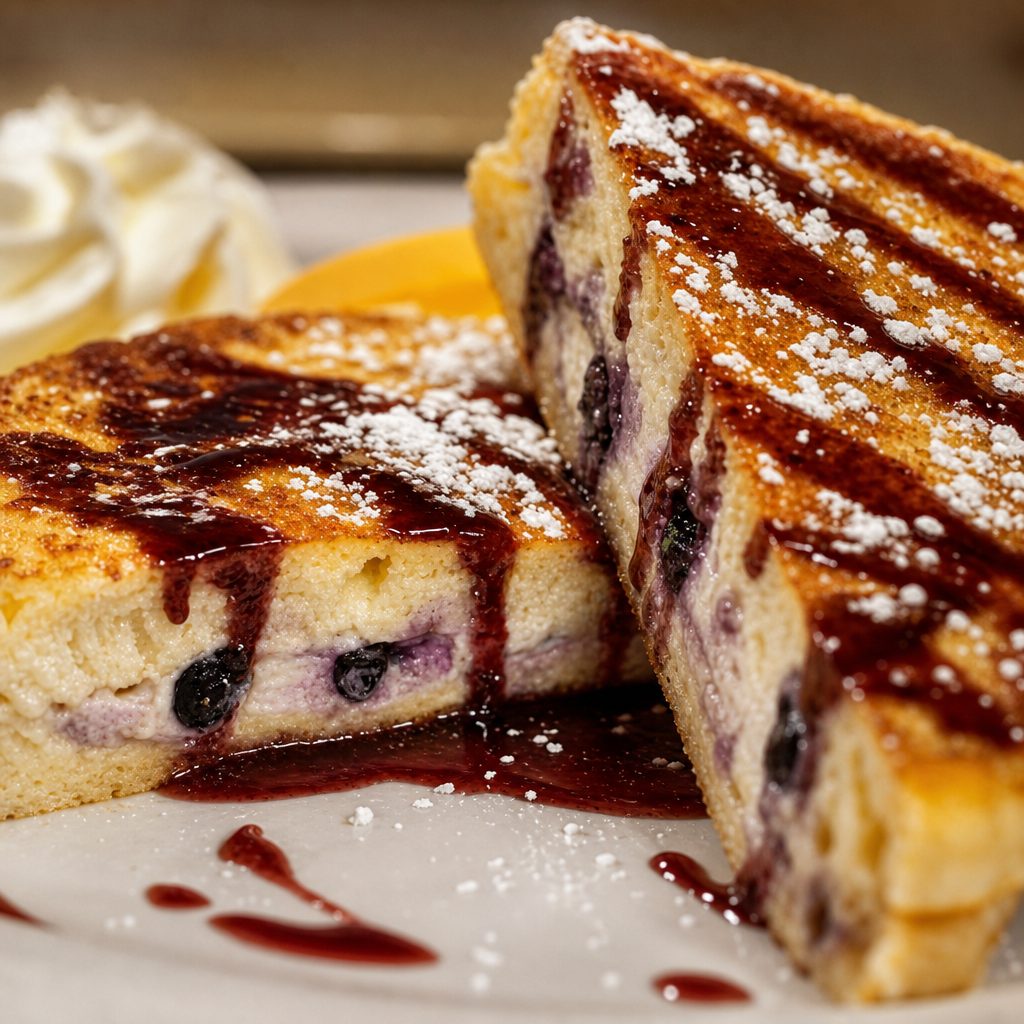 Huckleberry Stuffed French Toast.