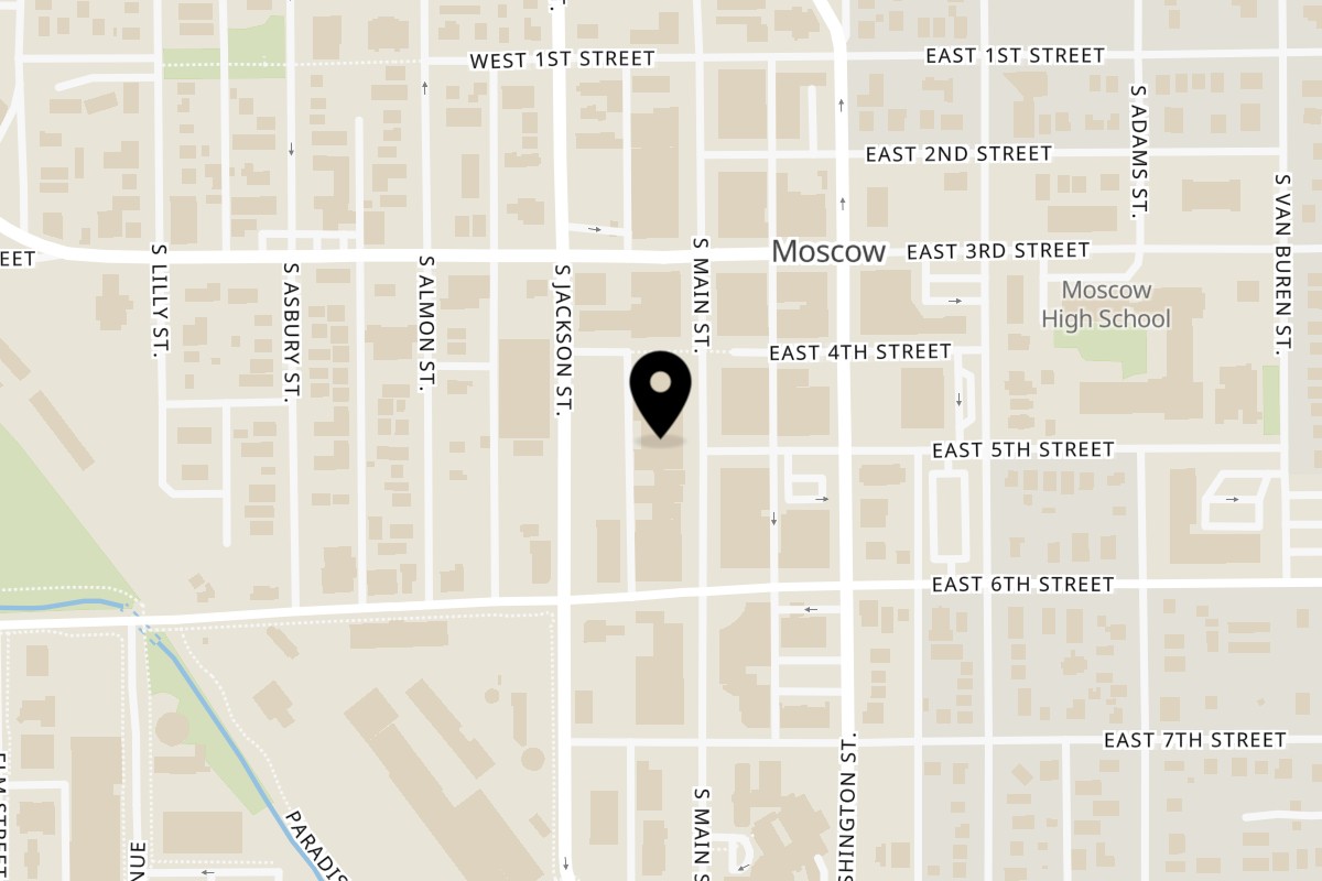Map showing the location of Breakfast Club on 501 S Main St in Moscow